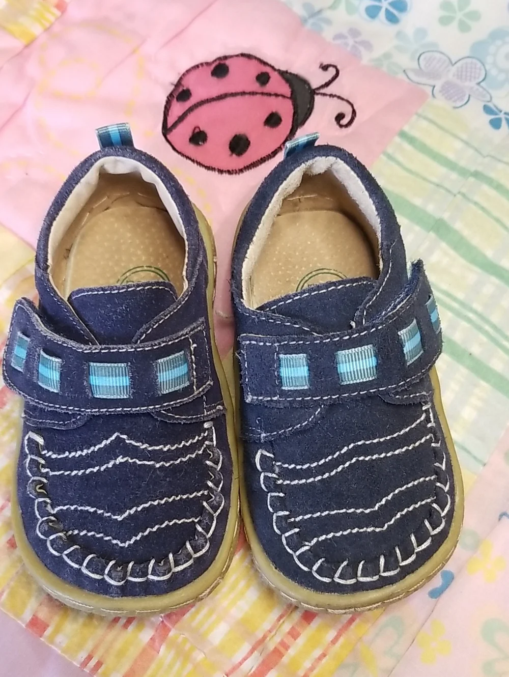 Livie & Luca Navy Blue Suede Shoes with Light Blue Accents Size 5